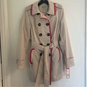 Esprit Women's Trench Coat with Pink Accents, Size M, NWT!